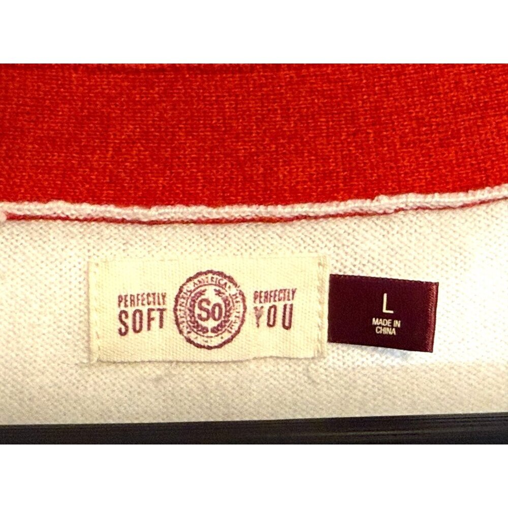 So Perfectly Soft Perfectly You Red & White Varsity Style Cardigan Y2K Preppy L - Picture 4 of 12